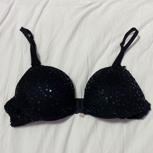 Aerie 34B Black Sparkle Sequins Push up Wires Bra